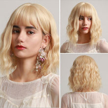 Load image into Gallery viewer, Stylish Light White Blonde Ombre Short Bob Wigs for Women Synthetic Straight Hair Wig Natural Cosplay Party Middle Part Wigs Wigs For Black Women Gifts for Bestfriends
