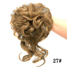 将图片加载到图库查看器，Stylish Synthetic Hair Bun Chignon Messy Curly Hair Band Elastic Scrunchy False Hair Pieces For Women Hairpins Black Brown Clip in Hair Extension For Volumized Hair Buns For Girls
