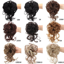 将图片加载到图库查看器，Stylish Synthetic Hair Bun Chignon Messy Curly Hair Band Elastic Scrunchy False Hair Pieces For Women Hairpins Black Brown Clip in Hair Extension For Volumized Hair Buns For Girls
