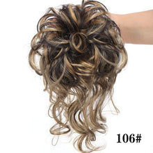 将图片加载到图库查看器，Stylish Synthetic Hair Bun Chignon Messy Curly Hair Band Elastic Scrunchy False Hair Pieces For Women Hairpins Black Brown Clip in Hair Extension For Volumized Hair Buns For Girls
