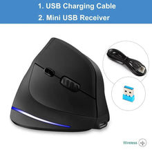 Load image into Gallery viewer, Stylish Vertical Wireless Mouse Game Rechargeable Ergonomic Mouse Modern Design RGB Optical USB Mice For Windows Mac 2400 DPI 2.4G Mice
