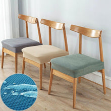 将图片加载到图库查看器，Stylish Waterproof Stretch Chair Seat Cover Elastic Seat Covers For Dining Room Chairs Home Simple Seat Covers For Chairs Soft Removable Dining Chair Slipcovers Stretch Solid Chair Covers Protectors for Dining Room Kitchen Chairs
