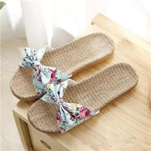 将图片加载到图库查看器，Stylish Women Flax Slippers Casual Summer Flower Elegant Fashion Slippers For Womens
