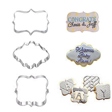Load image into Gallery viewer, Sugar Biscuit Mold 3Pcs Plaque Cutter Cookies Frame Cake Oval Square Rectangle Fancy Stainless Cookie Mold Plaque Frame Cookie Cutter Set Square Frame Fancy Oval Rectangle And Photo Plaques Frame Fondant Cutters
