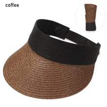 将图片加载到图库查看器，Summer Adjustable Empty Top Hat Portable Foldable Women's Beach Hat Wide Brim Women Sun Hat Fashion Casual Comfortable Cap Visors For Outdoor Activities
