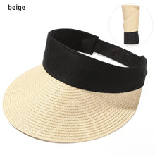 将图片加载到图库查看器，Summer Adjustable Empty Top Hat Portable Foldable Women's Beach Hat Wide Brim Women Sun Hat Fashion Casual Comfortable Cap Visors For Outdoor Activities
