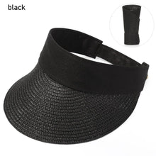 将图片加载到图库查看器，Summer Adjustable Empty Top Hat Portable Foldable Women's Beach Hat Wide Brim Women Sun Hat Fashion Casual Comfortable Cap Visors For Outdoor Activities
