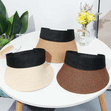将图片加载到图库查看器，Summer Adjustable Empty Top Hat Portable Foldable Women's Beach Hat Wide Brim Women Sun Hat Fashion Casual Comfortable Cap Visors For Outdoor Activities
