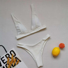 将图片加载到图库查看器，Summer Bikini Stylish Swimwear Women Halter Push Up Bikini Women's  Neck Triangle Bikini Set Leopard Print Two Piece Swimsuits Set Swimsuit Female Lemon Print Bandage Bathing Suit
