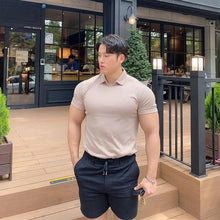 Load image into Gallery viewer, Summer Casual Man New Fashion Polo T Shirt Men Gyms Fitness Modern Short Sleeve T-Shirt Male Bodybuilding Workout Polo Tees Tops Clothes Men's Muscle T-Shirt Plus Size Short Sleeve Polo Shirt Casual Tops Summer Tee Shirts Slim Fit Workout Shirts

