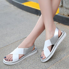 Load image into Gallery viewer, Summer Comfy Slip On Women Sandals Elastic Textile Sandals Casual Beach Shoes For Woman Classics Non-slip Lightweight Flat Sandals Fashion Sandals Ankle Strap Flat Sandals
