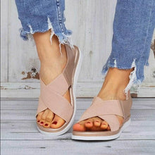 Load image into Gallery viewer, Summer Comfy Slip On Women Sandals Elastic Textile Sandals Casual Beach Shoes For Woman Classics Non-slip Lightweight Flat Sandals Fashion Sandals Ankle Strap Flat Sandals
