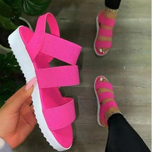 将图片加载到图库查看器，Summer Elastic Womens Sandals Solid Colorful Beach Soft Modern Stylish Women Sandals
