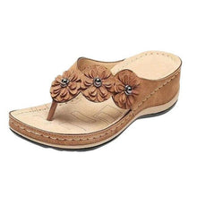 将图片加载到图库查看器，Summer Flat Sandal For Women Multicolor Handmade Retro Flowers Flip-Flops Women Slippers Cute Flat Summer Flats Sandals Women Strappy Flat Open Toe Sandals
