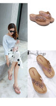 将图片加载到图库查看器，Summer Flat Sandal For Women Multicolor Handmade Retro Flowers Flip-Flops Women Slippers Cute Flat Summer Flats Sandals Women Strappy Flat Open Toe Sandals

