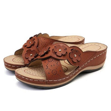 将图片加载到图库查看器，Summer Flat Sandal For Women Multicolor Handmade Retro Flowers Flip-Flops Women Slippers Cute Flat Summer Flats Sandals Women Strappy Flat Open Toe Sandals
