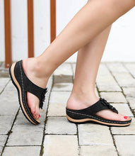 将图片加载到图库查看器，Summer Flat Sandal For Women Multicolor Handmade Retro Flowers Flip-Flops Women Slippers Cute Flat Summer Flats Sandals Women Strappy Flat Open Toe Sandals
