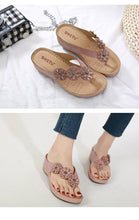将图片加载到图库查看器，Summer Flat Sandal For Women Multicolor Handmade Retro Flowers Flip-Flops Women Slippers Cute Flat Summer Flats Sandals Women Strappy Flat Open Toe Sandals

