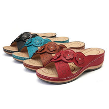 将图片加载到图库查看器，Summer Flat Sandal For Women Multicolor Handmade Retro Flowers Flip-Flops Women Slippers Cute Flat Summer Flats Sandals Women Strappy Flat Open Toe Sandals
