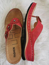 将图片加载到图库查看器，Summer Flat Sandal For Women Multicolor Handmade Retro Flowers Flip-Flops Women Slippers Cute Flat Summer Flats Sandals Women Strappy Flat Open Toe Sandals
