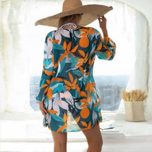 将图片加载到图库查看器，Summer Floral Print Bikini Swimsuit Women 3 Piece High-Waist Bikini Set Swimwear Female Push-Up Bathing Suit Tropical High Waist Wrap Swimsuit With Beach Cover Ups Soft And Breathable Summer Bikini
