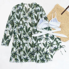 将图片加载到图库查看器，Summer Floral Print Bikini Swimsuit Women 3 Piece High-Waist Bikini Set Swimwear Female Push-Up Bathing Suit Tropical High Waist Wrap Swimsuit With Beach Cover Ups Soft And Breathable Summer Bikini
