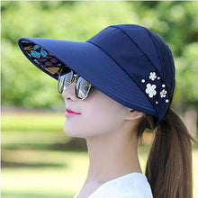 Load image into Gallery viewer, Summer Modern Adult Hats For Women Foldable Sun Hat Women's Adjustable Packable Roll-Up Visor Flower Hat Outdoor Female Casual Baseball Cap For Sport
