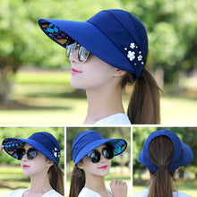 Load image into Gallery viewer, Summer Modern Adult Hats For Women Foldable Sun Hat Women's Adjustable Packable Roll-Up Visor Flower Hat Outdoor Female Casual Baseball Cap For Sport
