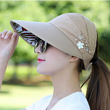 Load image into Gallery viewer, Summer Modern Adult Hats For Women Foldable Sun Hat Women's Adjustable Packable Roll-Up Visor Flower Hat Outdoor Female Casual Baseball Cap For Sport
