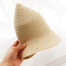 Load image into Gallery viewer, Summer New Sun Hat Stylish Bowknot Straw Hat For Women Beach Caps Parent-child Summer New Women's Sun Hat Bucket Cap Beige Flowers Ribbon Party Straw Hat For Women
