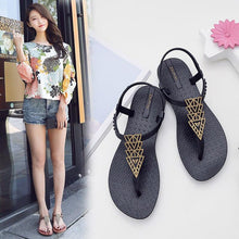 将图片加载到图库查看器，Summer Sandals Women New Flat Slides Flip Flops Seaside Vacation Shoes Woman Beach Flat Style Casual Sandals Slippers Beach Shoes Dress Summer Beach Shoes Thong Slippers
