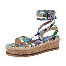 Load image into Gallery viewer, Summer Sandals Women Platform Shoes Candy Color Casual Girls Slip On Strap Cross Platform Espadrille Open Toe High Heel Sandals With Ankle Strap Buckle Up Shoes
