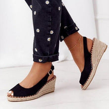 Load image into Gallery viewer, Summer Sandals Women Platform Shoes Candy Color Casual Girls Slip On Strap Cross Platform Espadrille Open Toe High Heel Sandals With Ankle Strap Buckle Up Shoes
