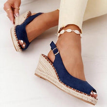 Load image into Gallery viewer, Summer Sandals Women Platform Shoes Candy Color Casual Girls Slip On Strap Cross Platform Espadrille Open Toe High Heel Sandals With Ankle Strap Buckle Up Shoes
