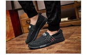 将图片加载到图库查看器，Summer Slip On Men's Casual Shoes Rubber Solid Mens Canvas Shoes Lightweight Waterproof Flat Casual Sneakers Loafer Shoes Casual Canvas Indoor Loafers
