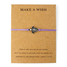 Load image into Gallery viewer, Summer Style Adjustable Jewelry Make a Wish Silver Sea Turtles Charm Women Men Bracelets Beach Sea Turtles Rope String Bracelets Anklets Family Handmade Adjustable Turtle String Bracelet For Women Kids
