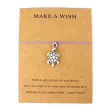 Load image into Gallery viewer, Summer Style Adjustable Jewelry Make a Wish Silver Sea Turtles Charm Women Men Bracelets Beach Sea Turtles Rope String Bracelets Anklets Family Handmade Adjustable Turtle String Bracelet For Women Kids
