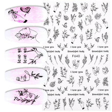 将图片加载到图库查看器，Summer Tropical Plants 3D Nail Sticker Iridescent Leaves Tree Transfer Decals Slider For Nails DIY Nail Art Decoration 3D Nail Stickers Decals Snowflakes Elk Bear Christmas Xmas Transfer Stickers Nail Art Self-Adhesive Decals Decoration Nail Art
