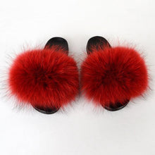 将图片加载到图库查看器，Summer Women Raccoon Fur Slippers Plush Slides Furry Sandals Fluffy House Shoes Girl's Cute Flip Flops Sandal With Soft Furry Faux Fox Fur House Outdoor Multicolor Slippers
