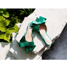 Load image into Gallery viewer, Summer Women's Shoes Silk Satin Trendy Slippers Flat Heel Women's Shoes Silk Satin Pointed Bow Tie Flat Heel Outdoor Sandals Slides Party Sandals Casual Shoes Summer Low Heeled
