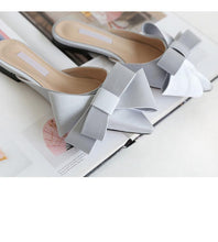 Load image into Gallery viewer, Summer Women's Shoes Silk Satin Trendy Slippers Flat Heel Women's Shoes Silk Satin Pointed Bow Tie Flat Heel Outdoor Sandals Slides Party Sandals Casual Shoes Summer Low Heeled
