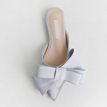 Load image into Gallery viewer, Summer Women's Shoes Silk Satin Trendy Slippers Flat Heel Women's Shoes Silk Satin Pointed Bow Tie Flat Heel Outdoor Sandals Slides Party Sandals Casual Shoes Summer Low Heeled
