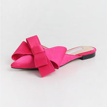 Load image into Gallery viewer, Summer Women's Shoes Silk Satin Trendy Slippers Flat Heel Women's Shoes Silk Satin Pointed Bow Tie Flat Heel Outdoor Sandals Slides Party Sandals Casual Shoes Summer Low Heeled
