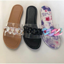 Load image into Gallery viewer, Summer Women's Slippers Flats Metal Chain Slides Square Toe Flip Flops Woman Beach Slipper Beach Open Toe Flat Slippers Fashion Golden Chain Luxury Slide Flip Flops Slip On Outdoor Slipper
