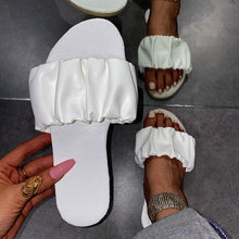 Load image into Gallery viewer, Summer Women Sandals Slippers Pleated Flip Flop Casual Beach Square Open Toe Shoes Outdoor Slippers Open Toe Flat Sandals Slip On Slide Sandals Strap Flat Sandals
