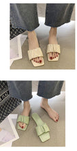 Load image into Gallery viewer, Summer Women Sandals Slippers Pleated Flip Flop Casual Beach Square Open Toe Shoes Outdoor Slippers Open Toe Flat Sandals Slip On Slide Sandals Strap Flat Sandals
