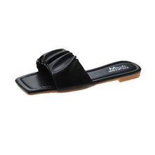 Load image into Gallery viewer, Summer Women Sandals Slippers Pleated Flip Flop Casual Beach Square Open Toe Shoes Outdoor Slippers Open Toe Flat Sandals Slip On Slide Sandals Strap Flat Sandals

