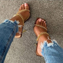 Load image into Gallery viewer, Summer Women Sandals Square Toe Ladies Heel Clear Transparent High Heels Slippers Fashion Chain Woman Open Toe Slip On Dress Luxury Party Backless Slides High Heels Slipper
