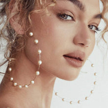 将图片加载到图库查看器，Super Huge Circle Pearls Earrings Thin Dangle
