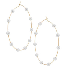 将图片加载到图库查看器，Super Huge Circle Pearls Earrings Thin Dangle
